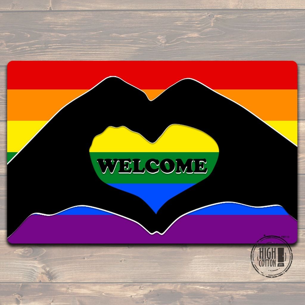 Welcome Rainbow  pride Floor Mat Doormats